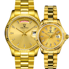 欧力派手表 18K黄金表 石英表 情侣手表 一对表 正品表一对价