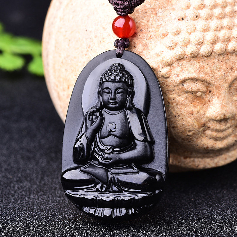 黑曜石吊坠本命佛男款