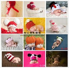 新款儿童摄影服装手工编织婴儿满月百天宝宝写真拍照衣服毛线帽子