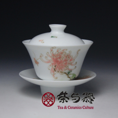 【茶与器】台湾自慢堂 粉彩 釉中彩小奉杯 小盖碗功夫茶盖碗 新品