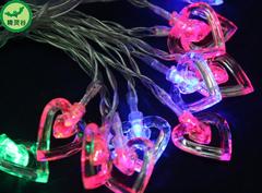 圣诞节夜景布置七彩串灯3米亚克力透明爱心形状装饰 彩灯 LED彩灯