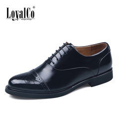 LoyalCo正装皮鞋 男士商务系带皮鞋 布洛克雕花镂空男鞋 头层牛皮