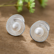 Thai-European fashion 925 sterling silver Freshwater Pearl Earring girls wild grain fungus nails new tide