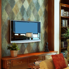 米冠 复古美式乡村墙纸 菱形仿皮纹砖块 客厅卧室电视背景墙壁纸