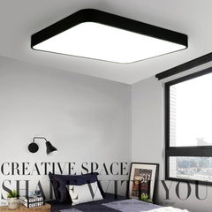 现代简约LED吸顶灯长方形铁艺客厅灯创意卧室书房餐厅艺术平板灯