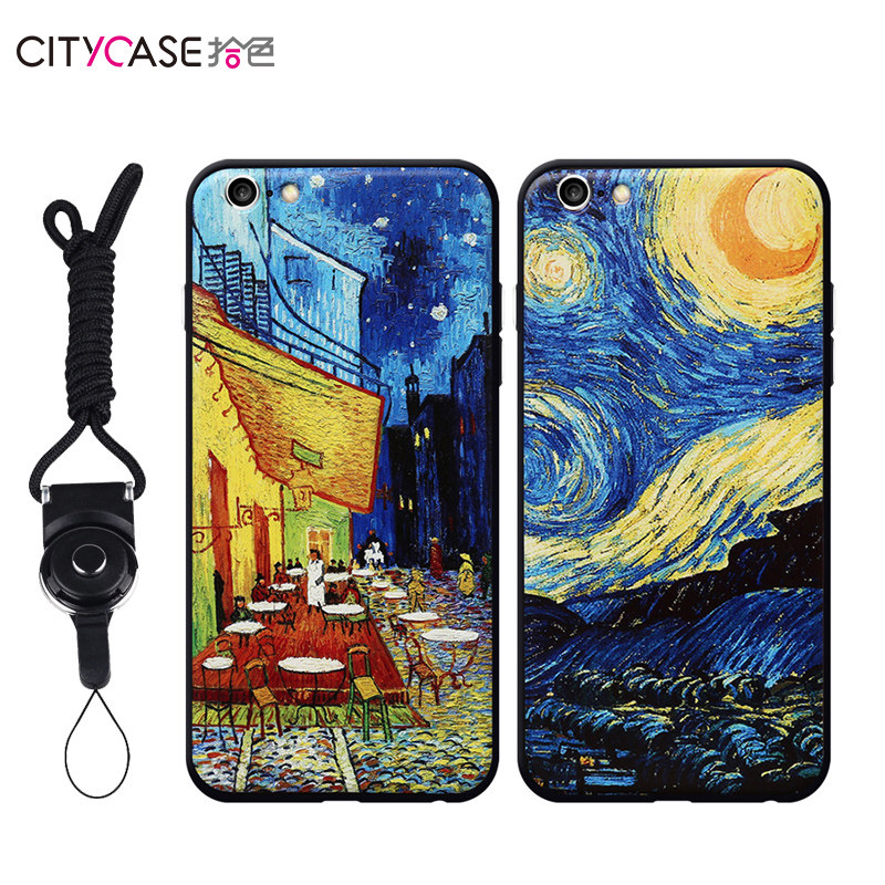 citycase 苹果6s手机壳油画文艺iphone6保护套plus个性挂绳潮男女产品展示图3