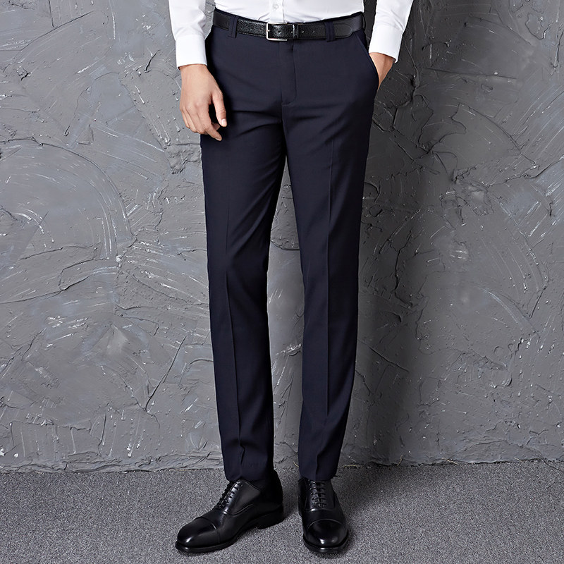 秋鼕修身西褲男士韓版加絨直筒西裝褲商務青年休閑職業正裝男褲子