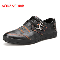Aucom circular head strap leather men's shoes new trend colour matching men's leisure shoes soft surface light