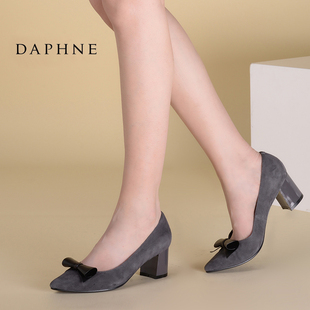 普拉達霸道區別 Daphne 達芙妮2020秋季新品蝴蝶結方跟低跟淺口女單鞋1020404020 普拉達別針