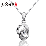 Female diamond 925 Silver necklace old silver Pu Korea fashion silver jewelry necklace women Roses Valentine''s day gifts