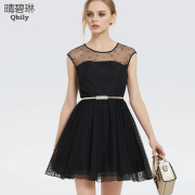 Linda 2015 spring/summer new Qing bi ladies Korean t beaded skirt high waist dresses with organza vest