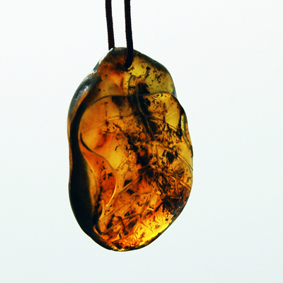 抚顺顶级天然植物琥珀 吊坠(一叶成名)a079