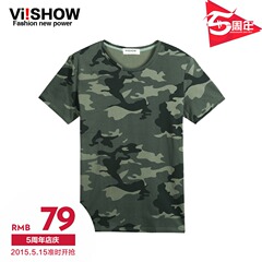 Viishow2015 summer dress new style short sleeve t-shirt printing Camo short sleeve tee-t pattern in Europe and America with short sleeves