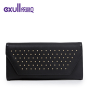 Exull/exull Q2015 new winter fashion rivet transverse black wallet clutch bag handbag 15345218
