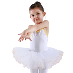 舞衣曲儿童舞蹈服装夏季芭蕾舞裙 新款女童练功服白色吊带演出服