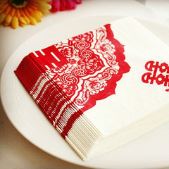 婚礼婚宴婚庆用品结婚婚房布创意喜字餐巾纸面巾纸正方形纸巾