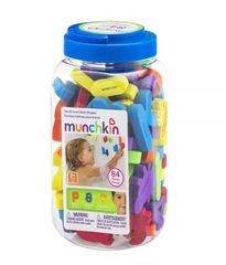 美国Munchkin麦肯齐原装海洋图形字母数字认知桶 84片洗澡玩具