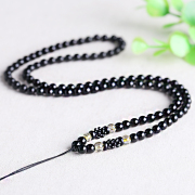 Original hand-woven Black Onyx round beads Crystal beads pendant rope chain pendant hanging rope pendant necklace cord