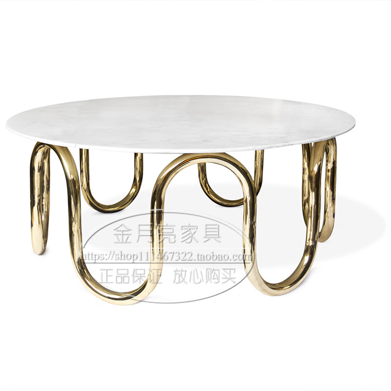 Round table modern European-style living room Round a few Champagne Gold Stainless steel tea table Sofa a few Marble Coffee Tablesin the Residential furniture , Categories , Tea table category - from Buy2taobao.com to provide professional Taobao agent buy service