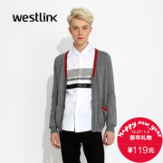 Westlink/West fall 2015 new contrast color stitching v collar single breasted Cardigan men's jackets