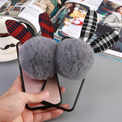 韩国毛球兔耳朵红米note4手机壳可爱毛绒蝴蝶结红米note3保护套软
