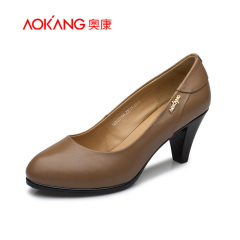 New spring/summer Aokang/aokang shoes leather shoes with high with simple business attire Joker OL women's shoes