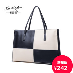 New spring of 2016 ladies shoulder bag bag fashion handbags in Europe and large female black and white color leather bag