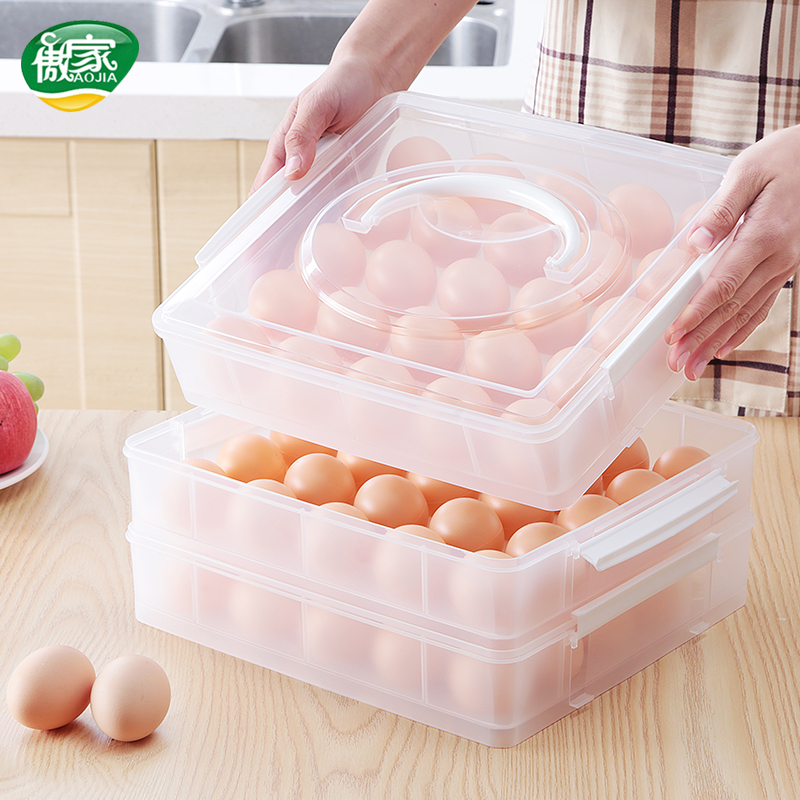 傲家鸡蛋盒+保鲜盒塑料厨房冰箱放鸡蛋的收纳盒鸡蛋托塑料包装盒产品展示图1