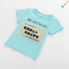2015新儿童短袖T恤毛巾绣纯棉夏季童装