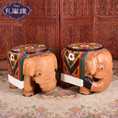 泰国木雕大象换鞋凳 实木矮凳圆凳沙发凳床尾凳穿鞋凳试鞋凳子