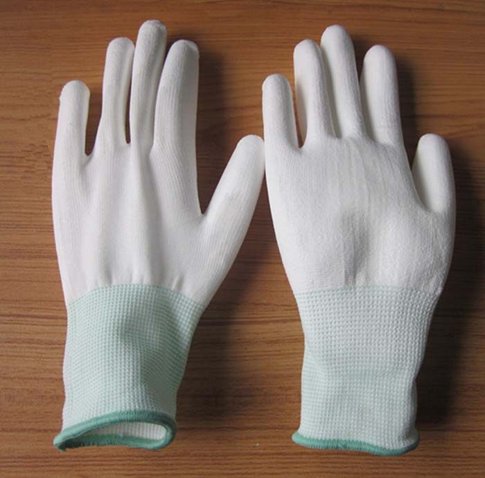 pu涂层手套pu涂掌手套针织尼龙手套劳保工作pu手套防静电手套批发