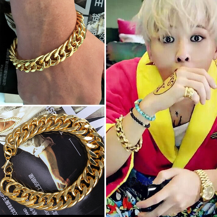 日韩版gd权志龙同款大气超粗手链欧美首饰夜店嘻哈hiphip夸张手链