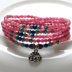 Natural ice waxy pink tourmaline ring bracelet ladies 925 Silver lapis lazuli accessories across the turquoise beads