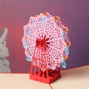 3d立体摩天轮手工diy纸雕贺卡创意浪漫礼物圣诞新年生日祝福贺卡