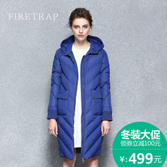 Firetrap欧美高端时尚连帽羽绒服女长款2016冬季新款女装羽绒衣