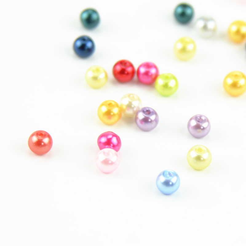 DIY手工材料串珠 6mm玻璃仿珍珠纽扣 彩色珠子 珍珠扣产品展示图5