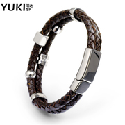 YUKI men bracelet Korean version of the hipster fashion accessories made of titanium steel leather bracelet night club gets men