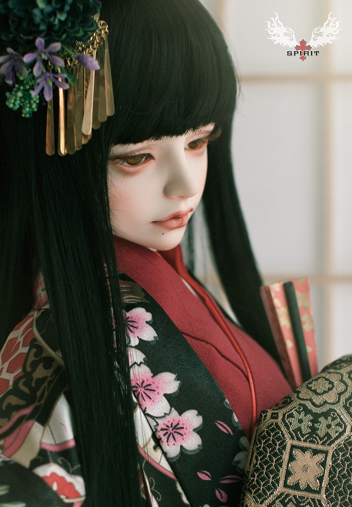 2分大人形/大女/3分红色和服套装(bjd娃娃日本人偶和服-黑色)