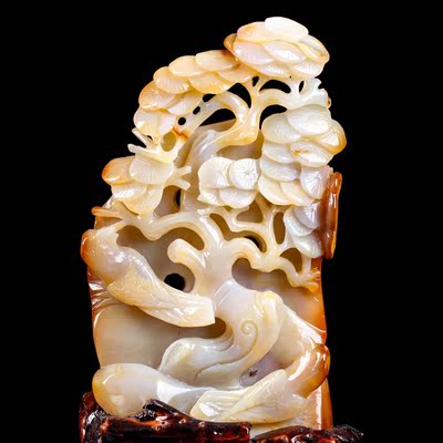 天然顶级玉髓摆件7093 和和美美 雕工精湛 重0.85kg