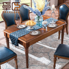 卓臣 美式餐桌餐椅组合胡桃木欧式客厅家具1.5米全实木长方形餐台