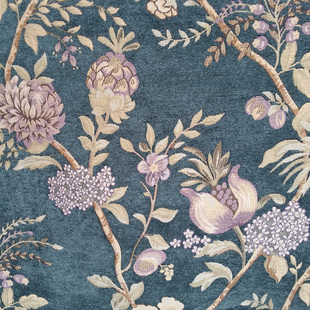 复古古典美式花卉蓝绿色雪尼尔提花沙发布料格子沙发宽幅面料干洗