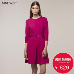 Nine West/玖熙秋冬修身显瘦罗马布七分袖连衣裙3051557701