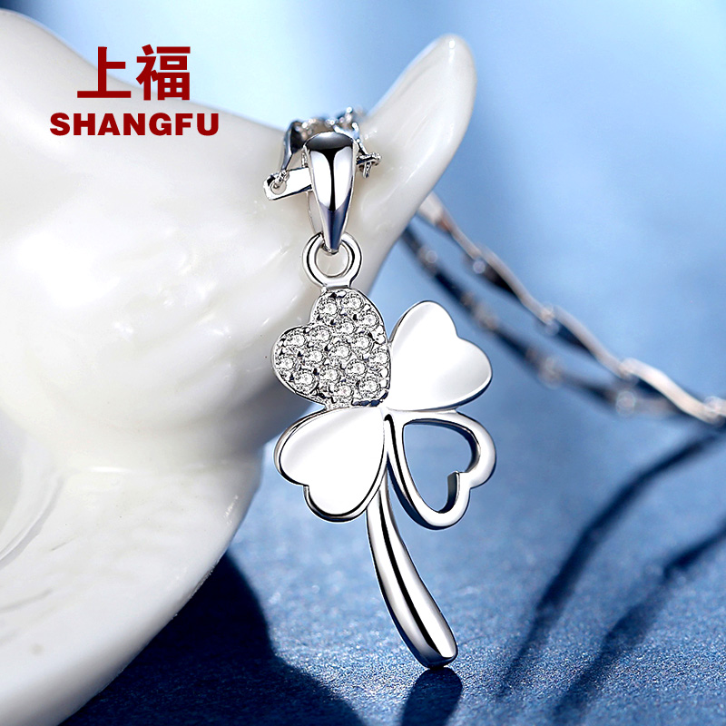 Clover Necklace Pendant Pendant Korean Edition student Simplicity temperament Silver Chain 925 Sterling Silver single dropin the Accessories/Fashion Jewelry, Necklace category - from Buy2taobao.com to provide professional Taobao agent buy service