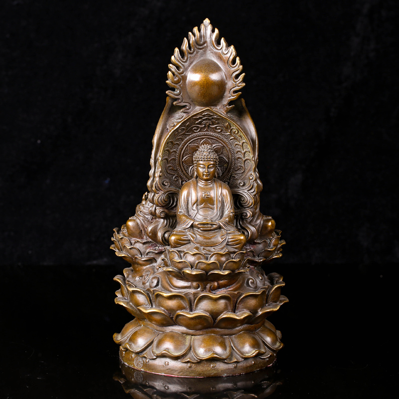 南都禅寺 精品黄铜三面佛娑婆三圣 佛法加持