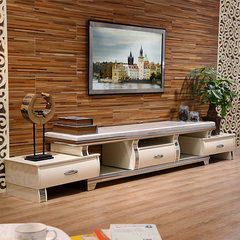 欧梵尼 电视柜可伸缩大理石台面 小户型现代简约客厅烤漆组合地柜