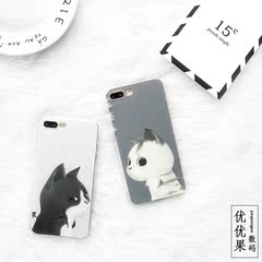 iPhone7plus 手机壳TPU浮雕彩绘情侣猫咪创意硅胶手机套苹果7软壳