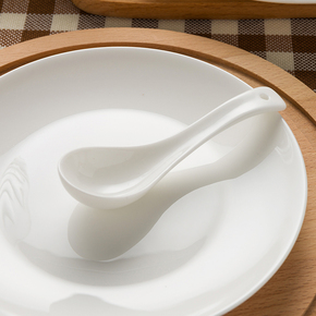 隆达骨瓷经典纯白汤勺隆艺小调羹中式百搭实用餐具乔迁结婚礼物