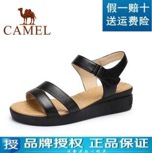chanel哪國的品牌 美國 Camel駱駝 正品牌真皮2020新款女鞋 春夏坡跟防滑涼鞋 chanel子品牌
