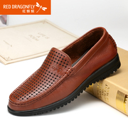 Red Dragonfly leather man hollowing out 2015 summer styles shoes authentic feet breathable hole casual and comfortable men's shoes