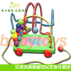 儿童木制拖车串珠/绕珠 益智玩具 训练空间思维  儿童益智玩具